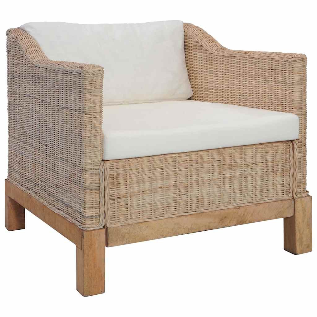 Fotel z poduszkami naturalny rattan