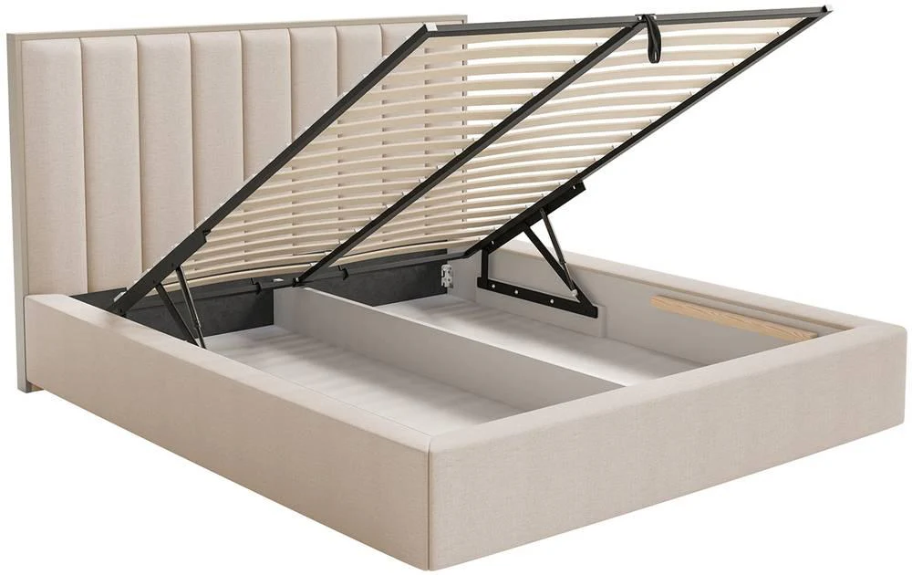 Bedframe Taavi chenille met opbergruimte en verlichting 180 x 200 cm