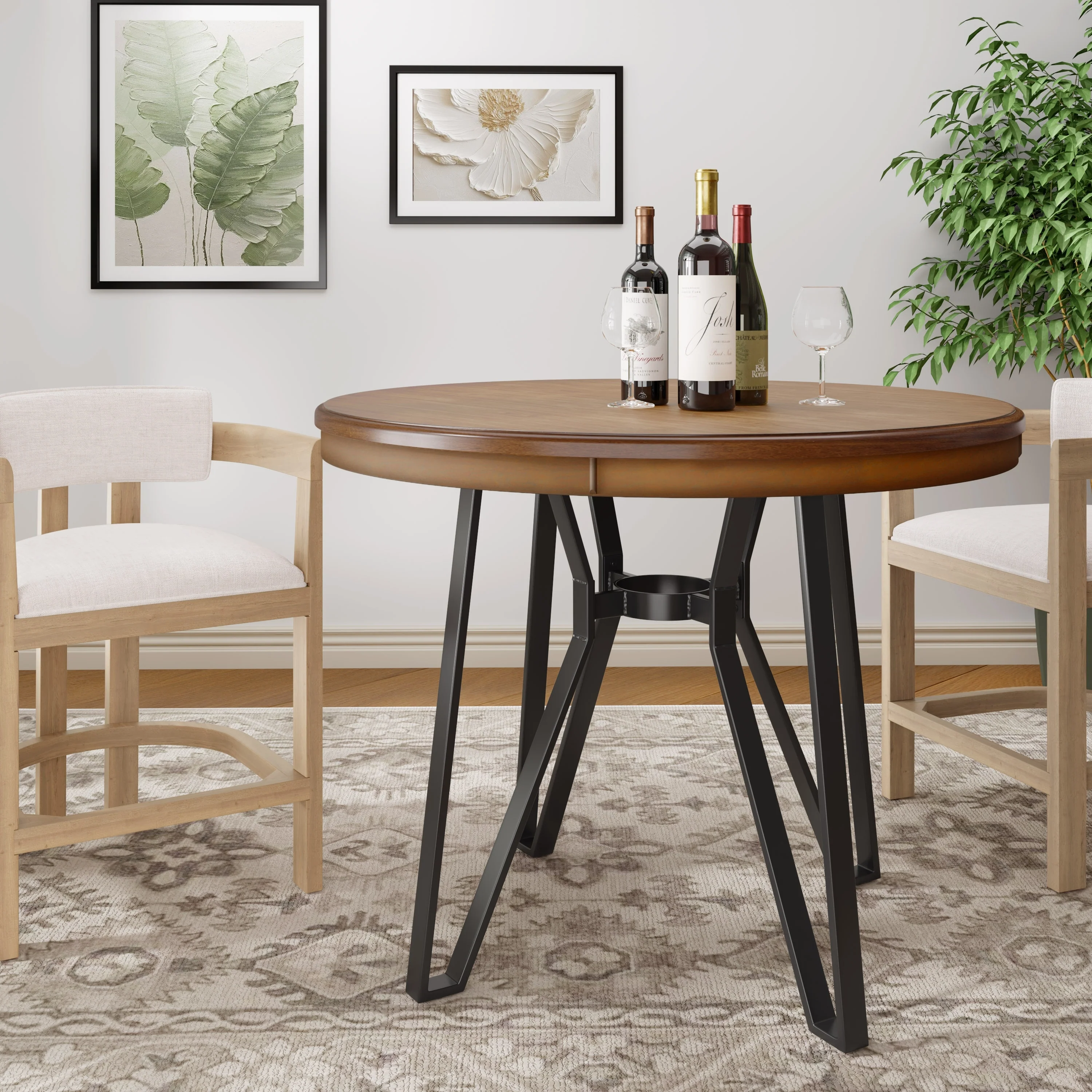 Christopher Knight Home Round Wood Bar Table with Metal Base - 46.85 W x 46.85 D x 36 H