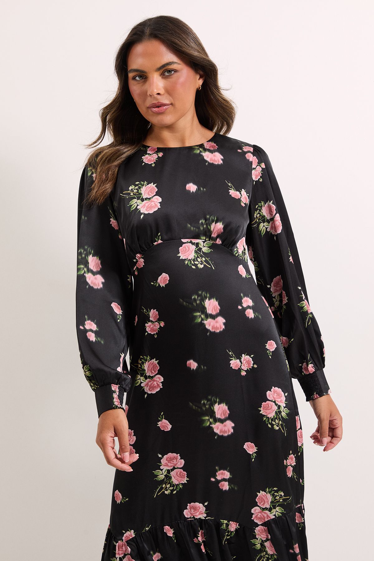 Dorothy Perkins Floral Empire Seam Blouson Sleeve Sleeve Midi Dress