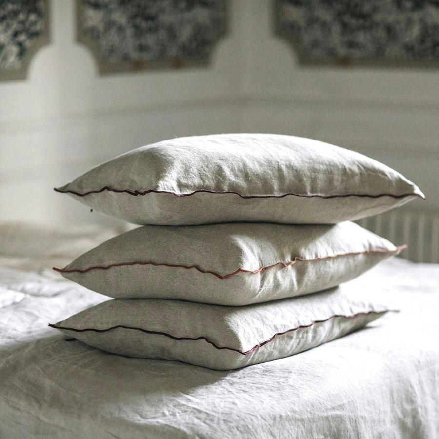 ORIENT EXPRESS - ORIENT EXPRESS Coussin en lin pur lavé Begur Beige Orange  40x60