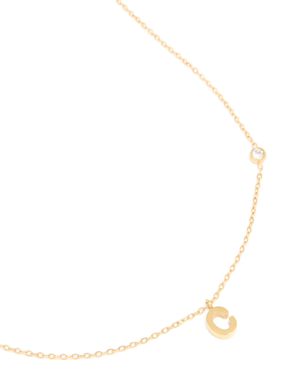 Waterproof Gold Plated Stainless Steel Letter C Dainty Pendant Necklace