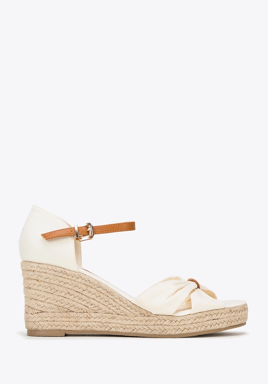 Damskie espadryle z kokardą z przodu kremowe