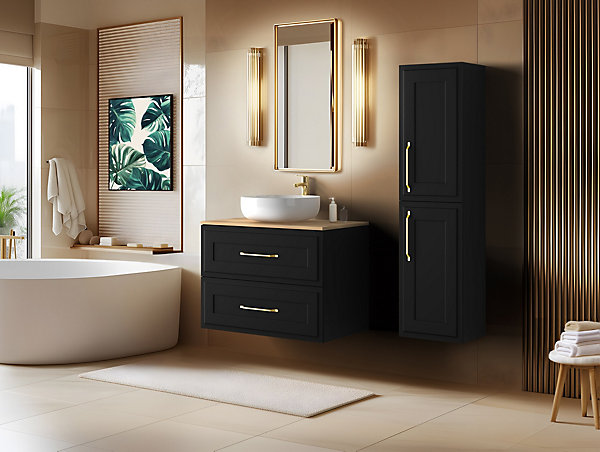 Meuble suspendu sous lavabo CLASSIC noir 80 cm