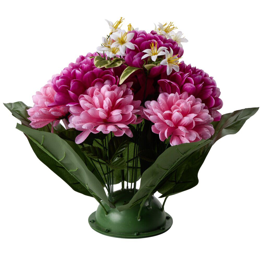 Coussin de fleur chrysanthèmes rose et violet Ø30xH37cm