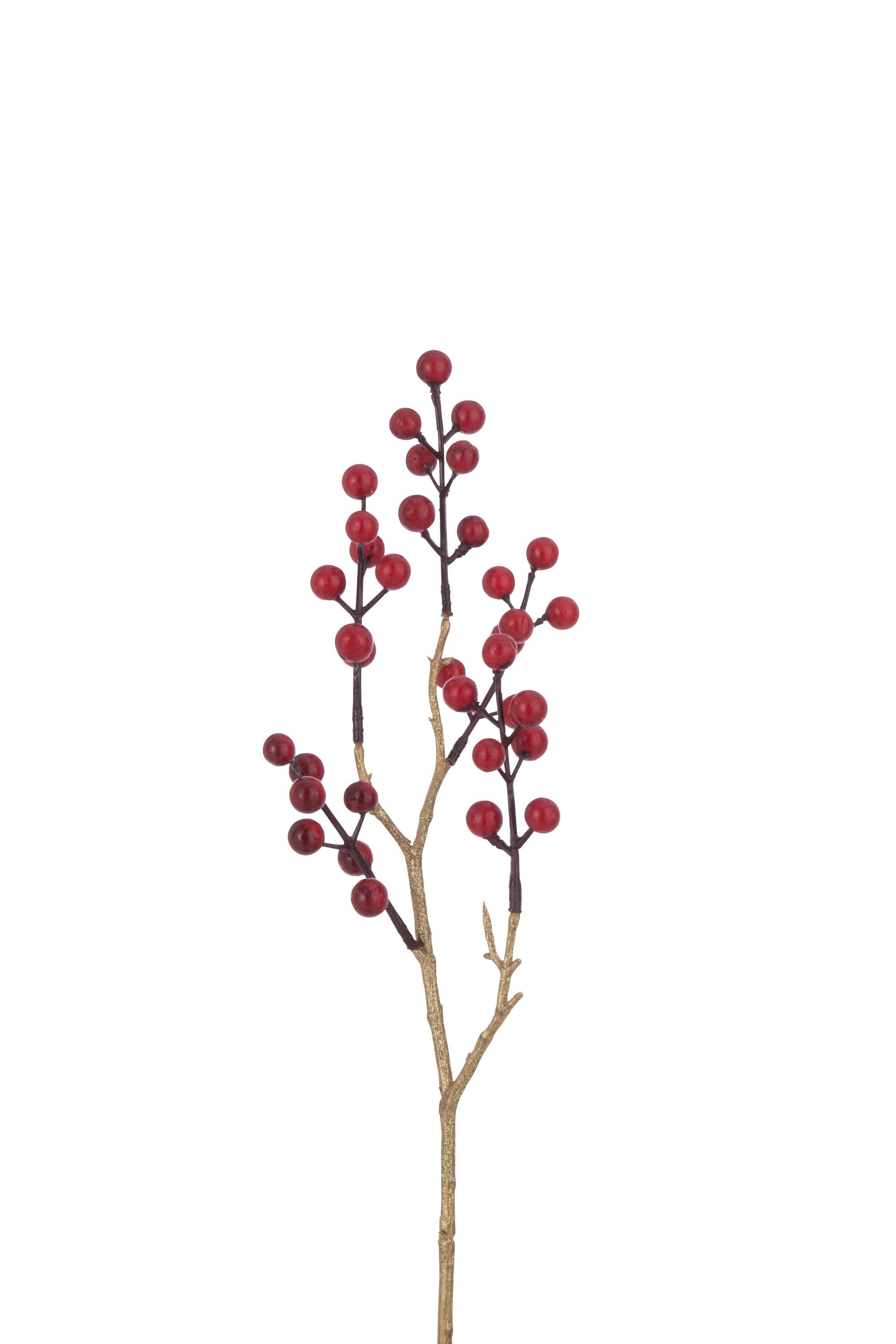 J-Line decoratie Tak Bessen - kunststof - rood goud - 24 stuks