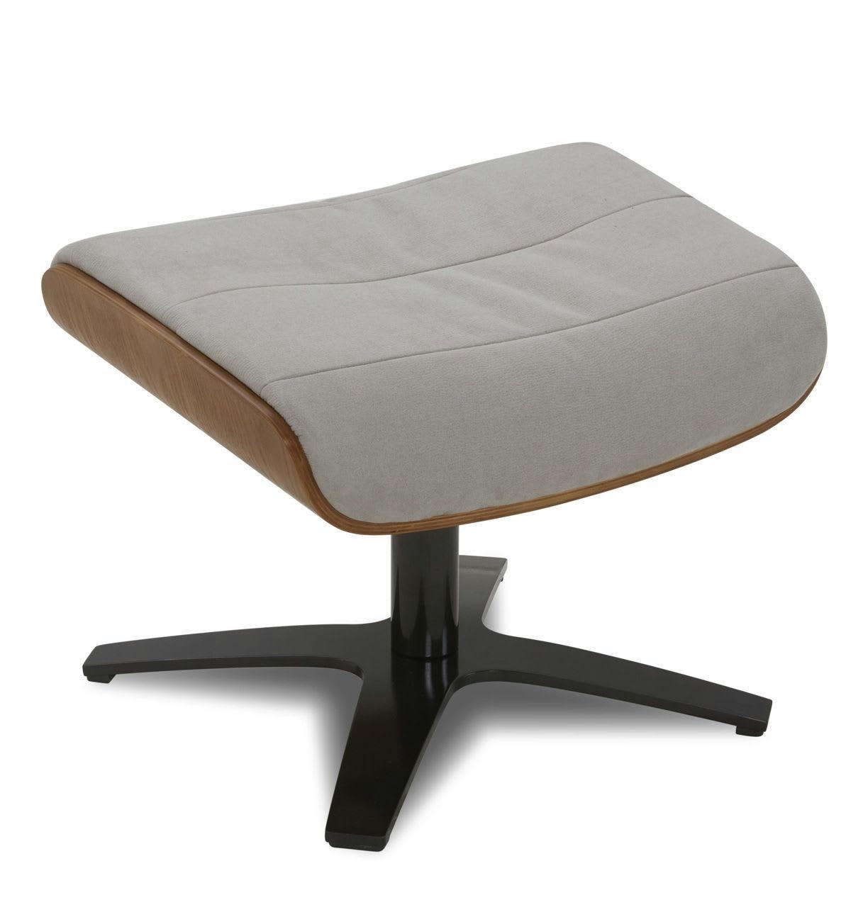 VÉGA - Pouf Microfibre et Chêne Naturel - Microfibre Gris