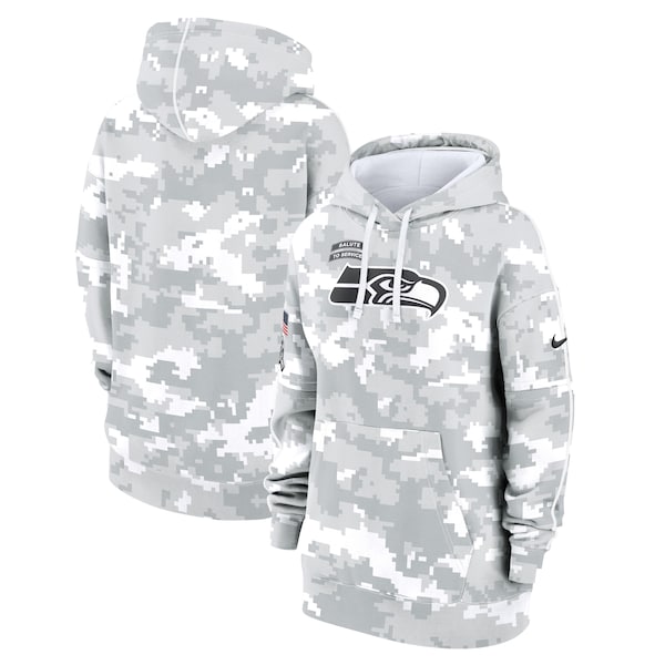 Seattle Seahawks Nike Women's 2024 Salute To Service Club Fleece Pullover Hoodie - Arctic Camo
