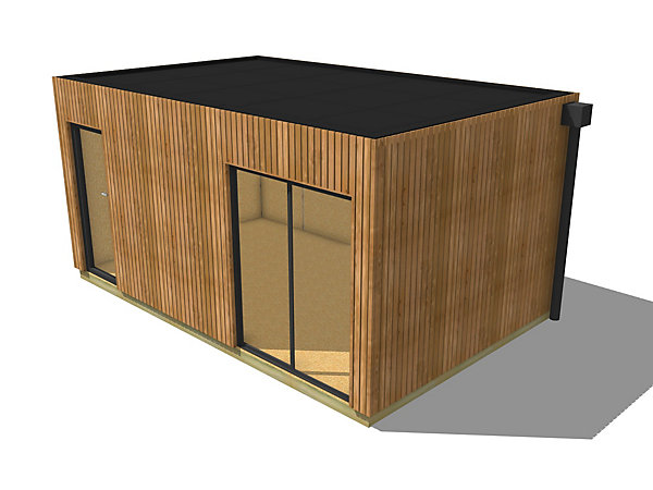 Bureau de jardin habitable en bois 5,5 x 3,5 x 2,7 m avec plancher isolé / menuiseries alu k-line