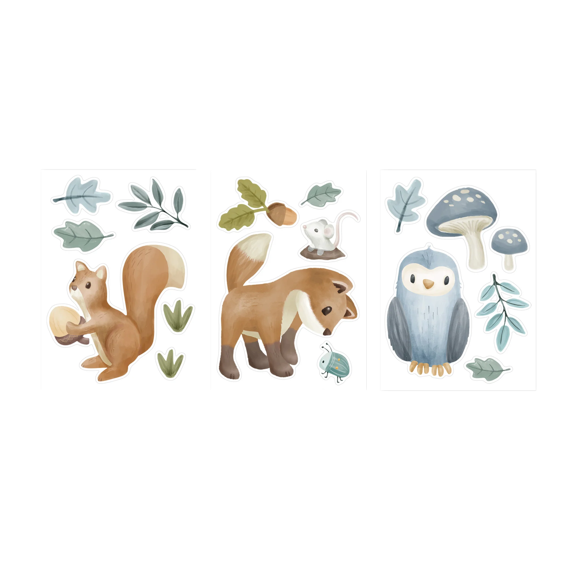 Little Dutch Sticker FOREST FRIENDS caramel et bleu ciel