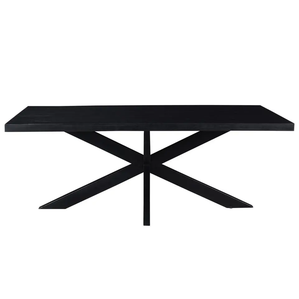 Livingfurn - Moderne Zwarte Eetkamertafel - Spider - Mangohout - 180 cm