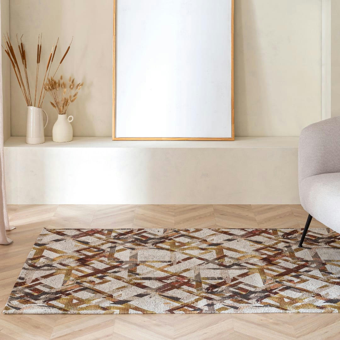 BLIERE - Tapis décoratif en coton en impression digital multicolore 120x170 cm