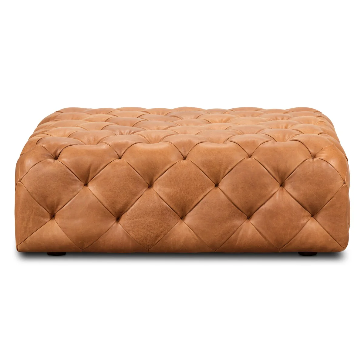 Poly & Bark Turin Leather Ottoman in Cognac Tan