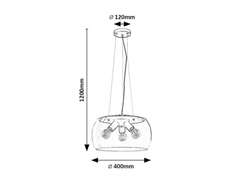Lampa wisząca czarna-kolor dymny Ursula 3xE27x40W wym: 120x40x40 cm Rabalux