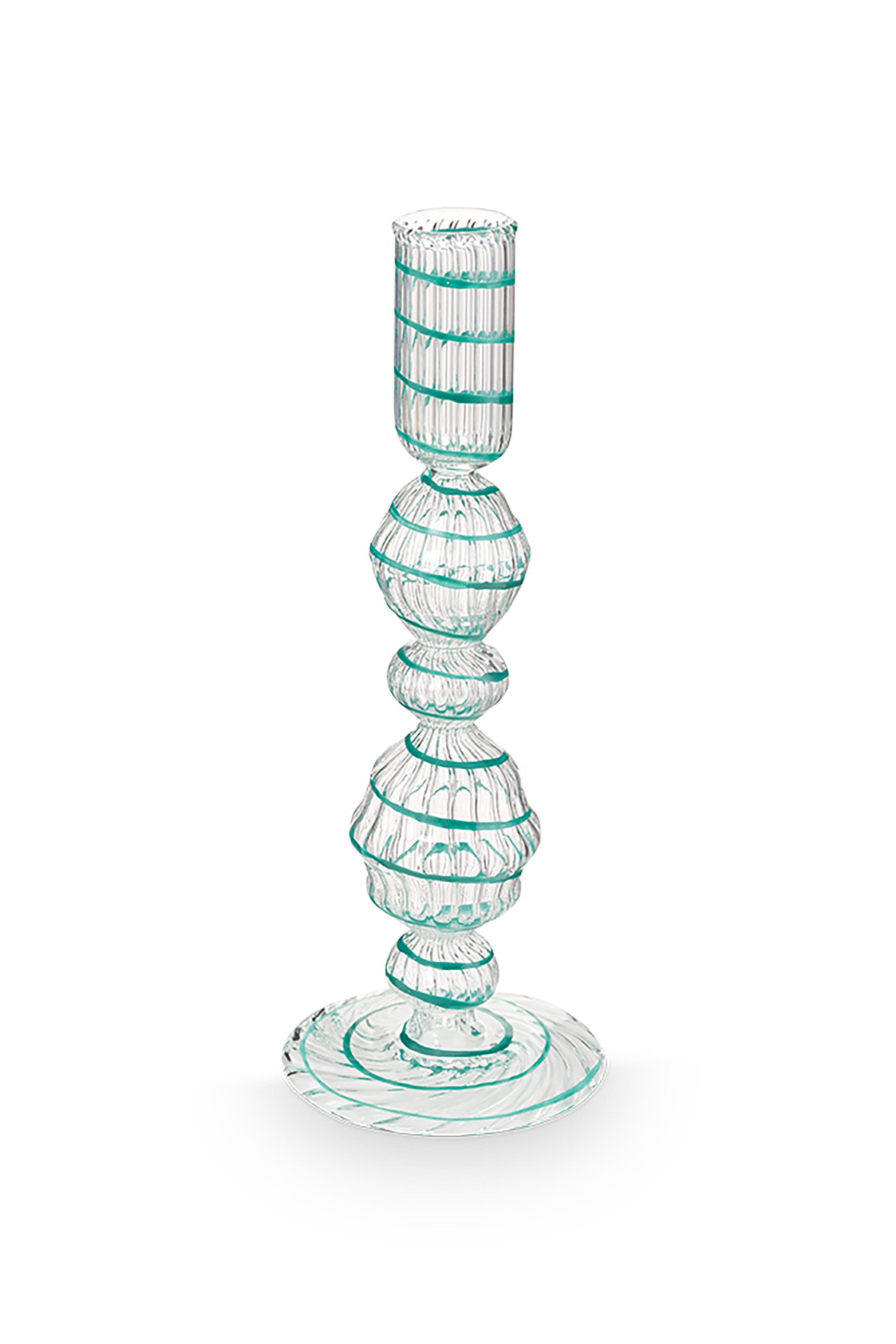 Pip Studio - Kandelaar - Licht Blauw - Glas Swirl - 22cm