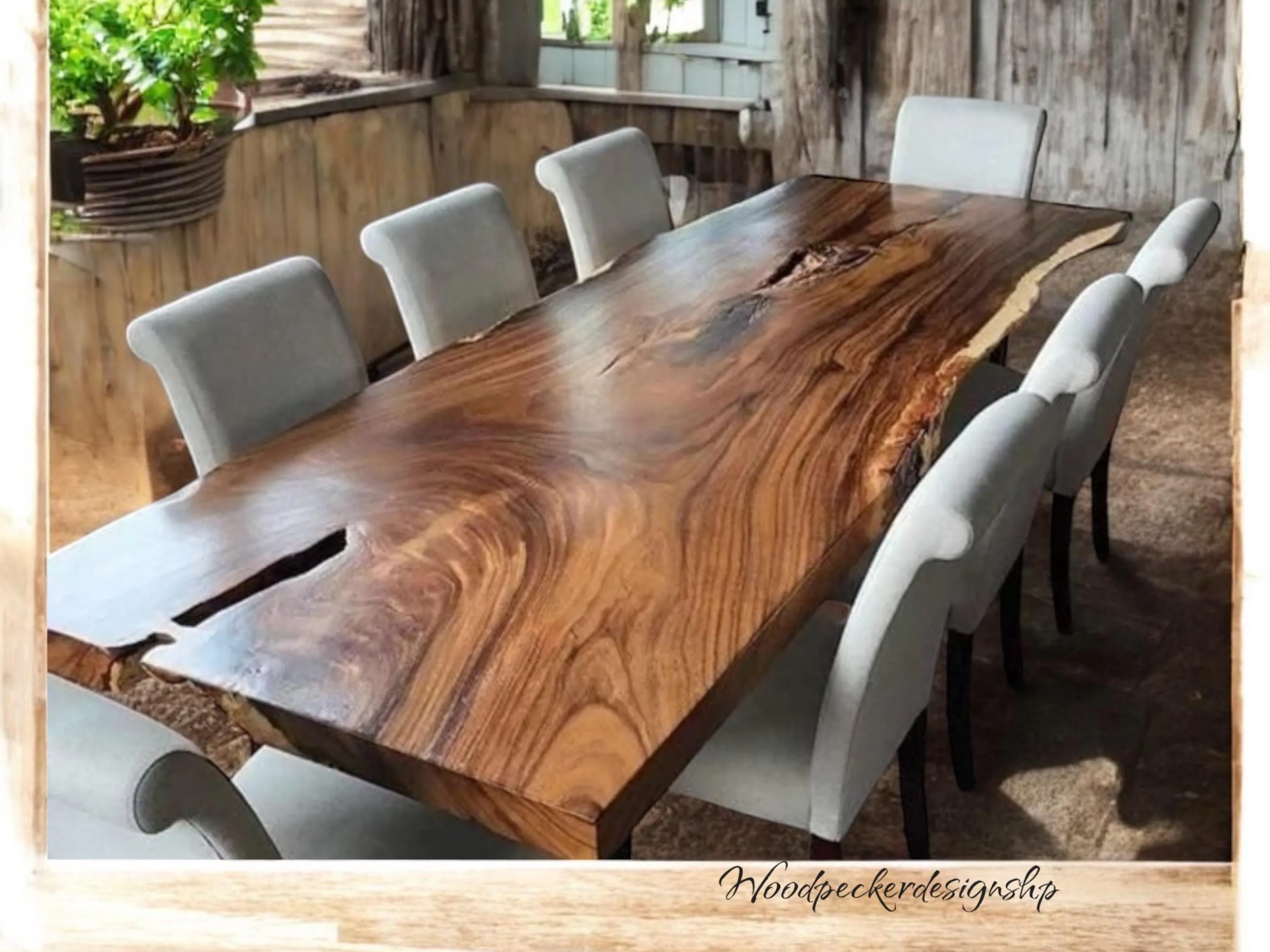 Live Edge Walnut Dining Table: walnut Farmhouse Kitchen