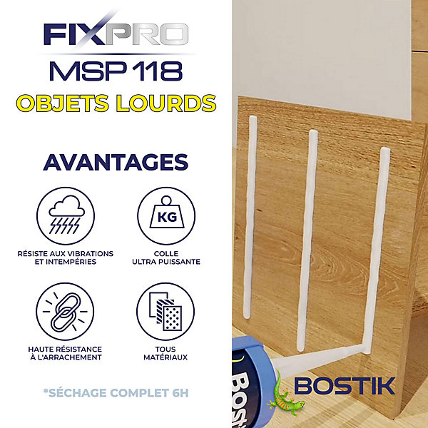 Mastic de fixation objets lourds Bostik 290 ml