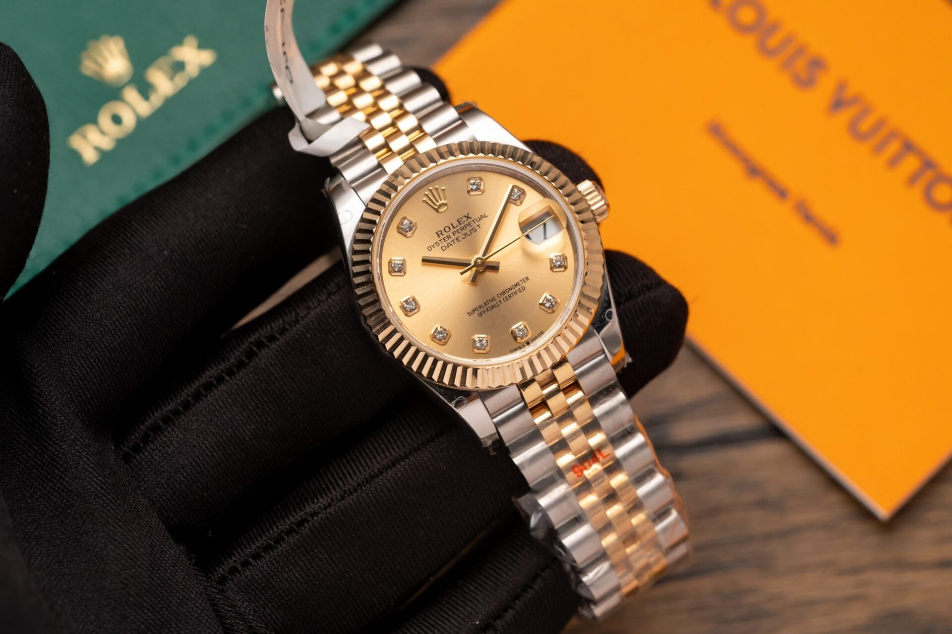 Rolex Datejust SS/YG Plated Gold Dial CZ Diamonds 31mm Jub Super Clone