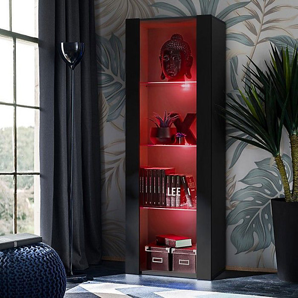Meuble TV Tivoli Set Medio Komodee - LED RGB - Noir Mat et Noir - Facades en Mat - 195 x 159 x 35 cm