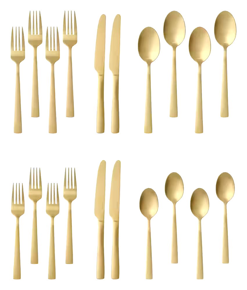 PADERNO Summerside Champagne 20pc Stainless Steel Flatware Set, Serves 4, Matte Bronze