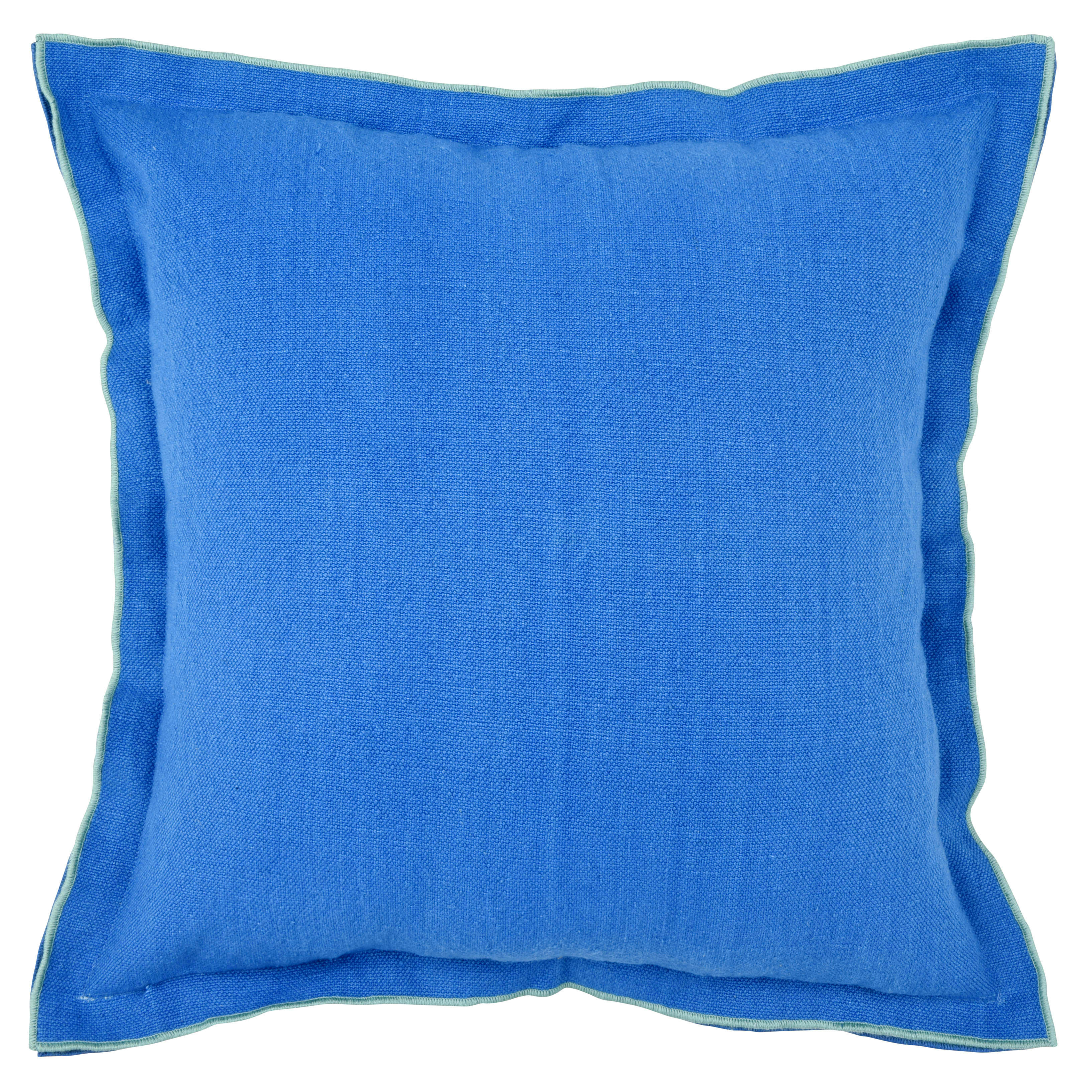 DAISEI - Housse de coussin bicolore en coton et lin bleus 40x40