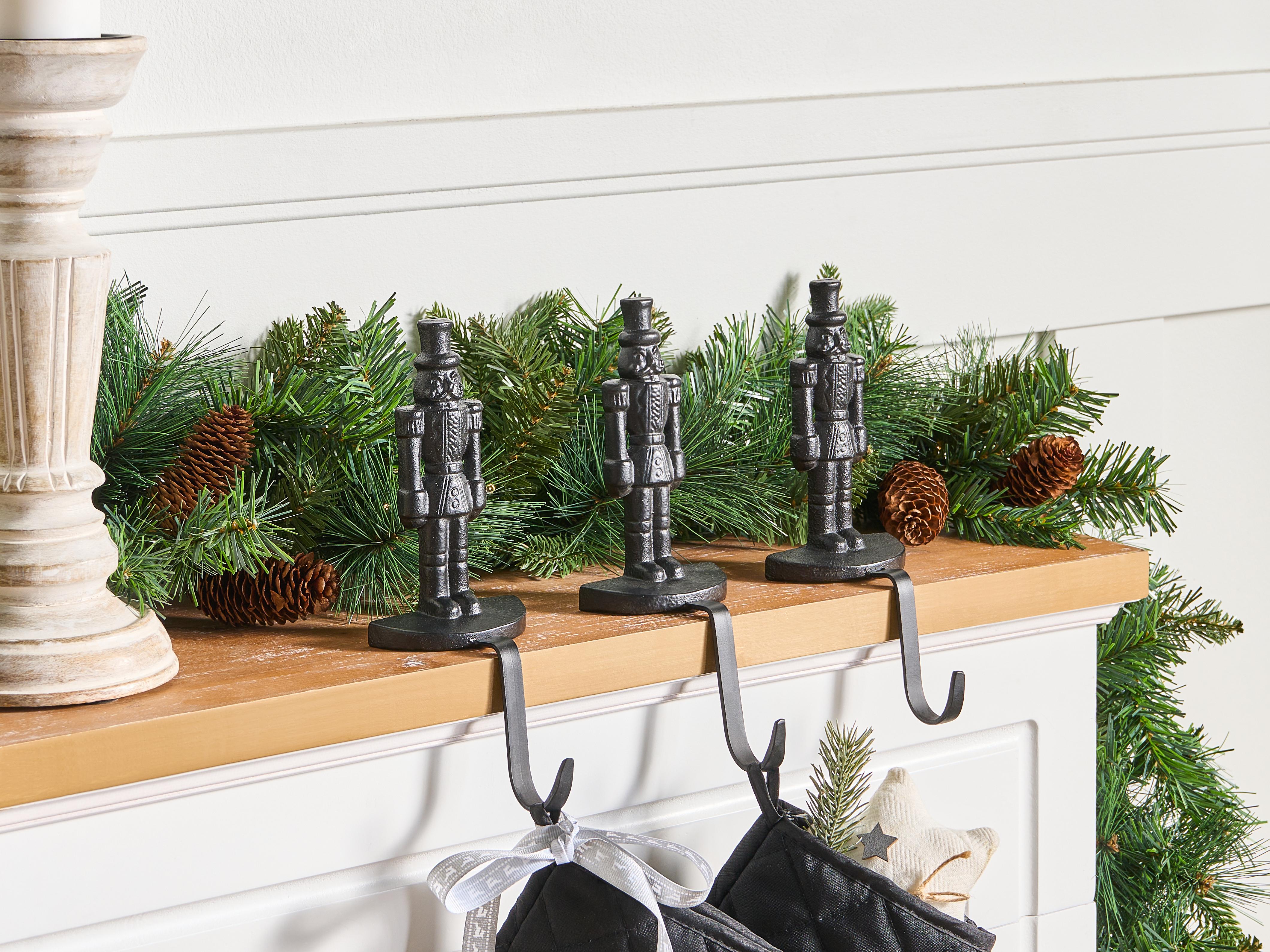 Set of 3 Christmas Stocking Holders KAJAANI Nutcracker 21 cm Black