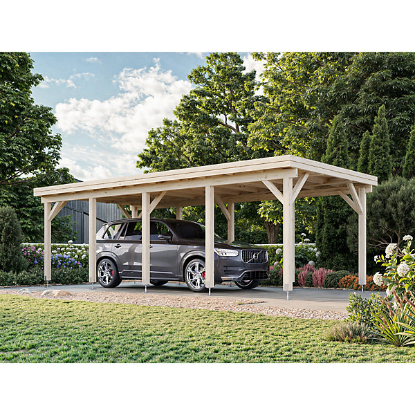 Carport toit plat en bois Palmako Karl 1 voiture 27,4 m²