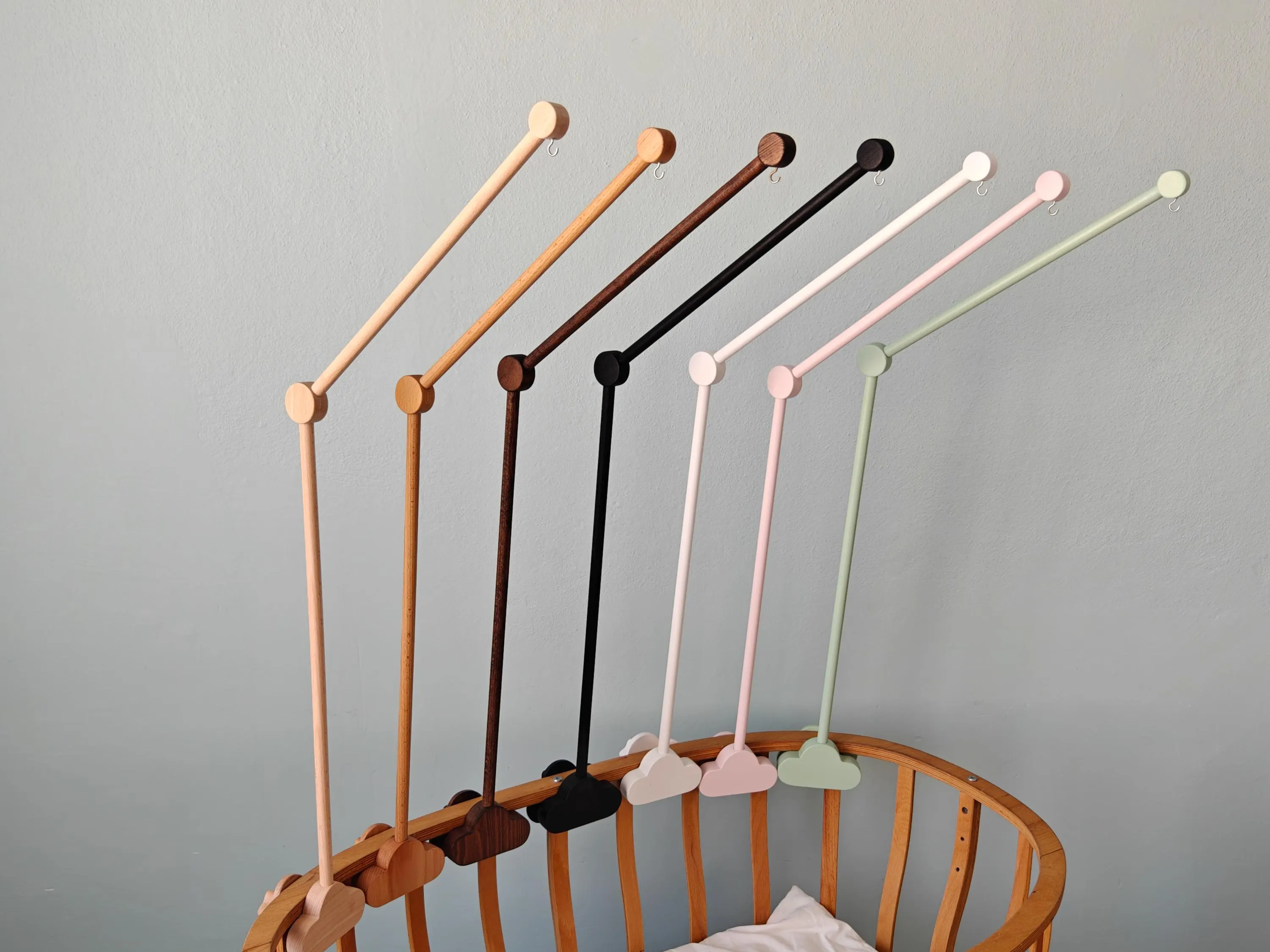 Natural Wood Baby Crib Mobile Hanger Arm: Universal Fit