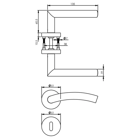 Türdrücker »Lisa«, D.50x10 mm BB-Rosetten