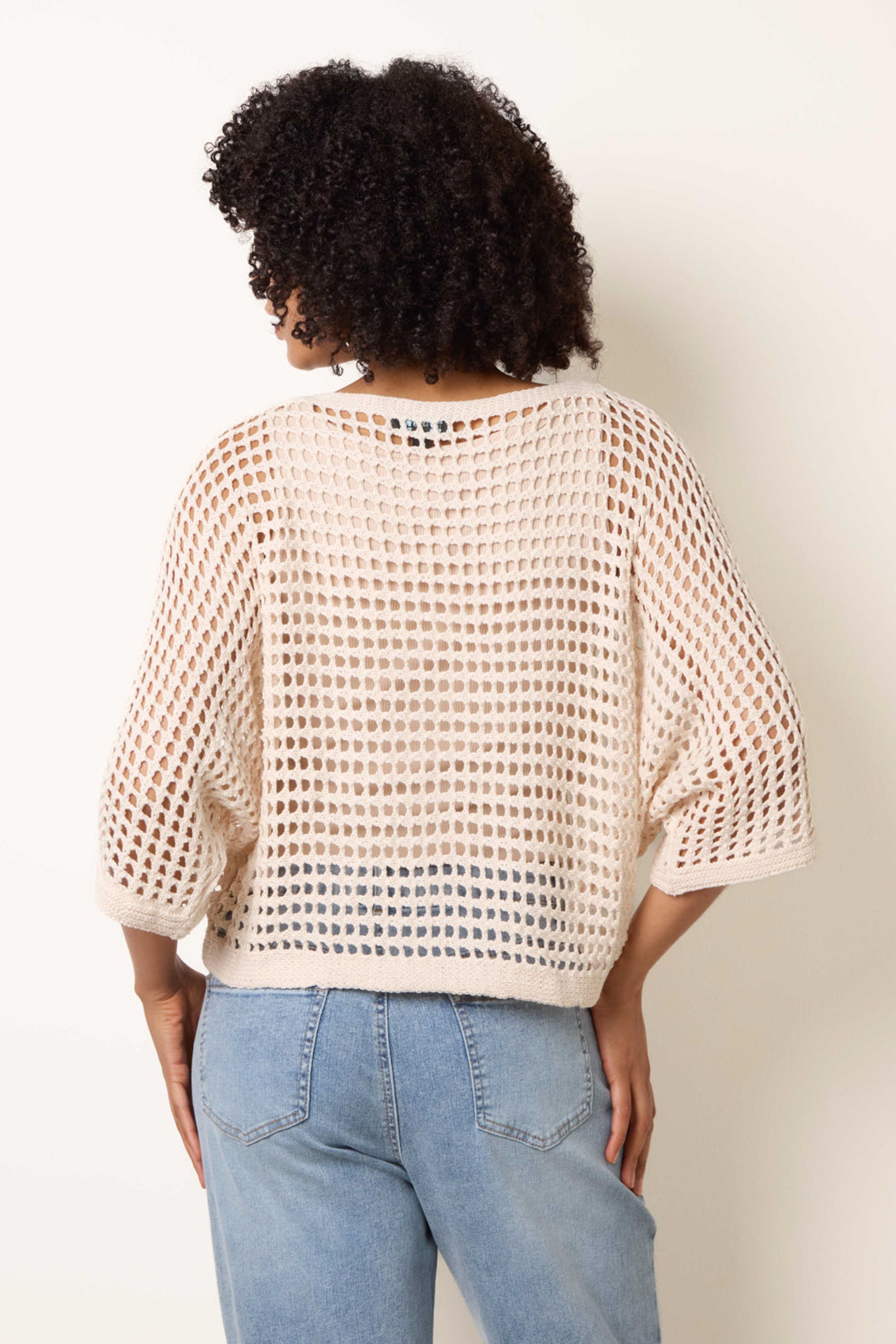 Blue Vanilla Stone Round Neck Net Top