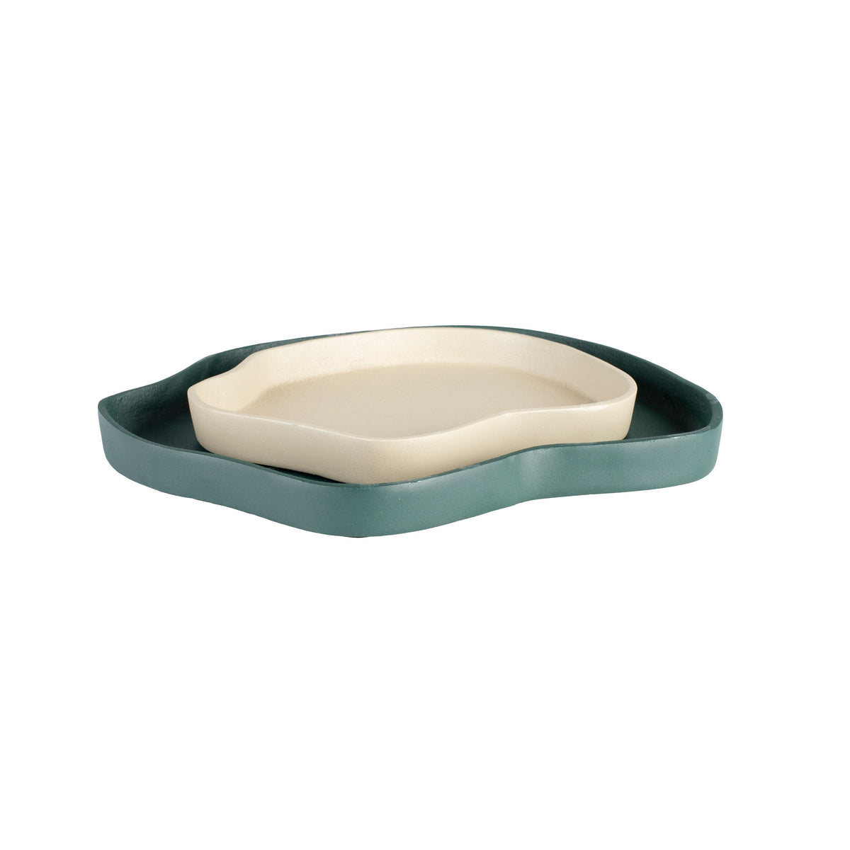 Zuiver Revolt Trays/ Plateau Organisch Groen/Ivoor - Set of 2