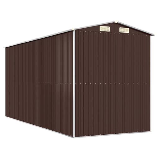 NNEVL Garden Shed Dark Brown 192x440x223 cm Galvanised Steel