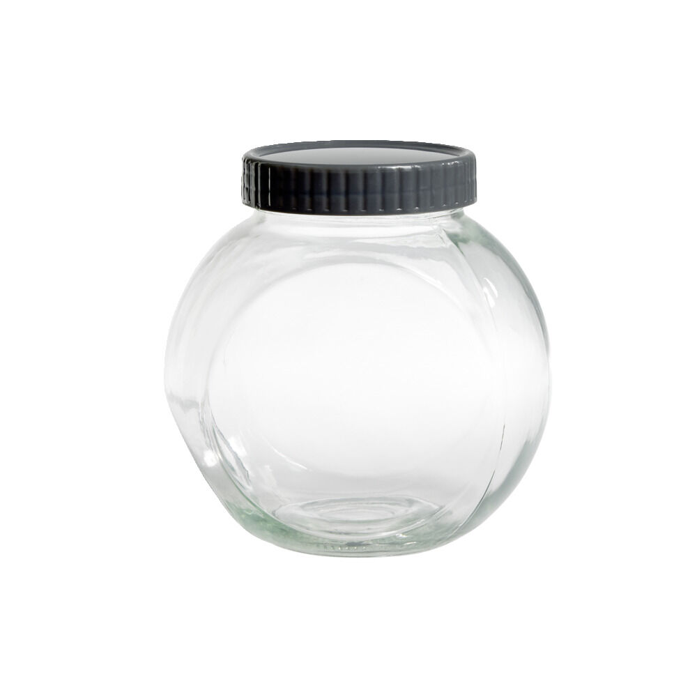Pot en verre transparent avec couvercle plastique - 16x11,5xH.16cm