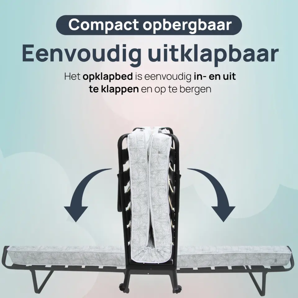 Troonz Vouwbed Morena - Opklapbed - 90 x 200 cm - incl Hoofdkussen en Dekbed