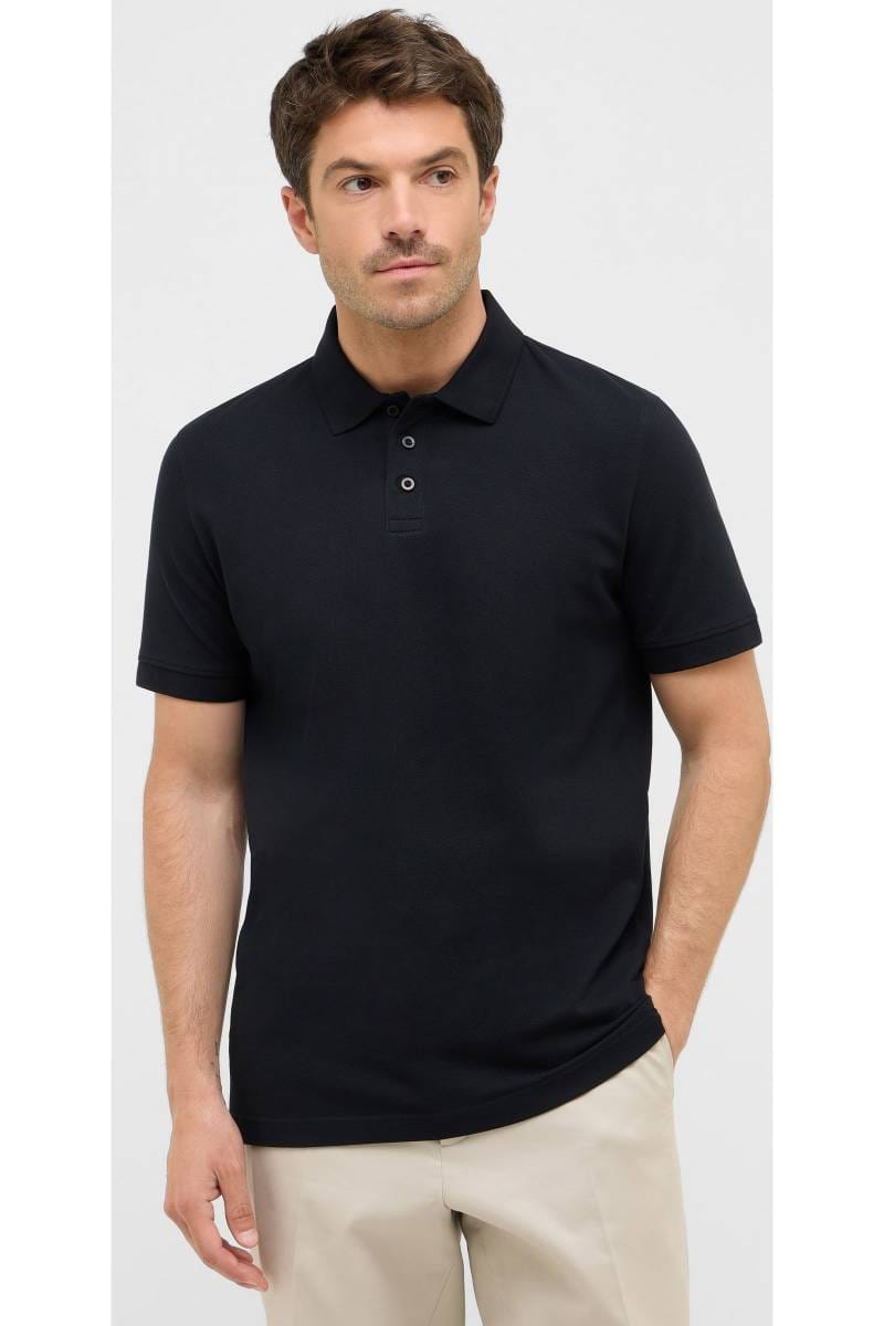 ETERNA Regular Fit Poloshirt schwarz, Einfarbig