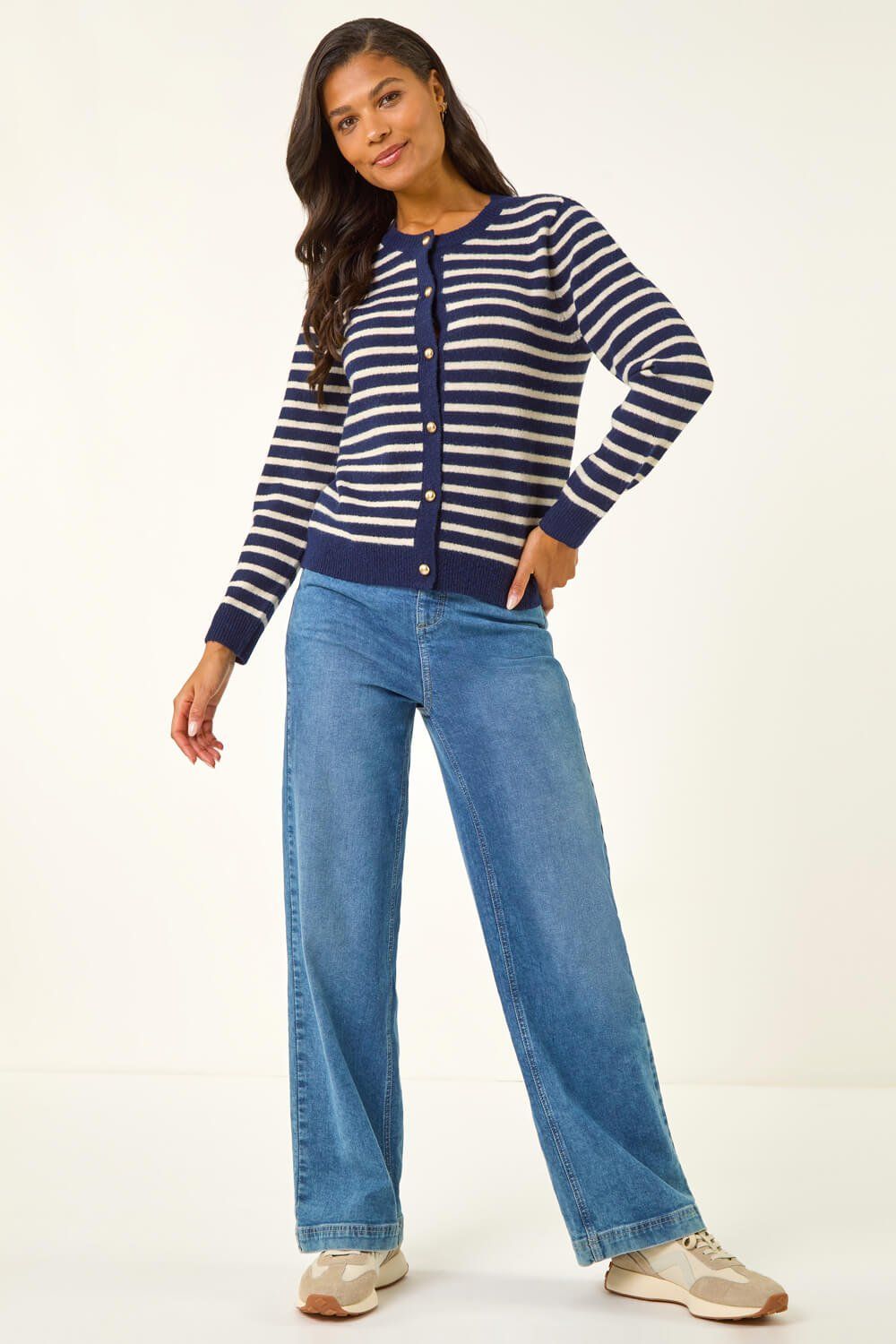 Roman Soft Stripe Button Knit Cardigan
