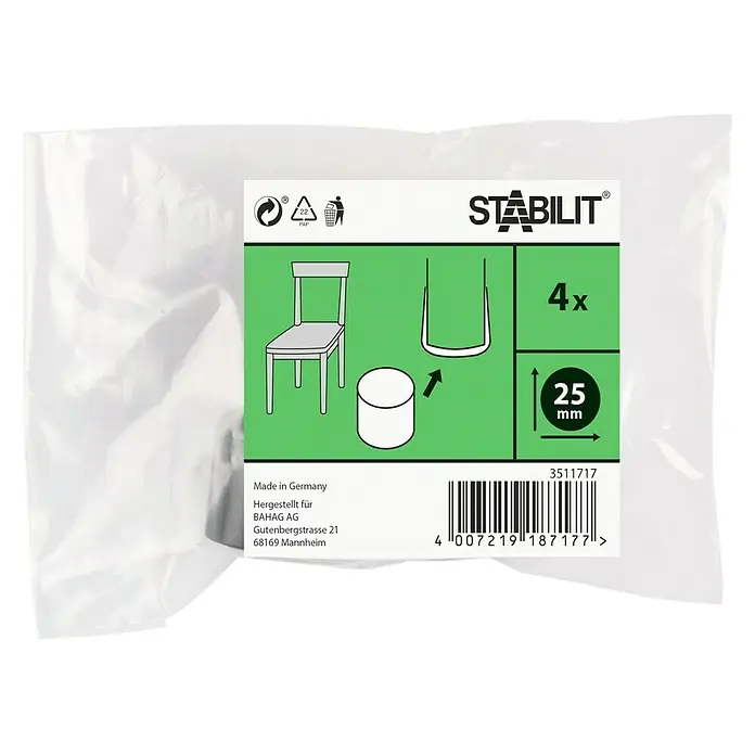 MØBELFOT STABILIT SVART 25MM 4STK
