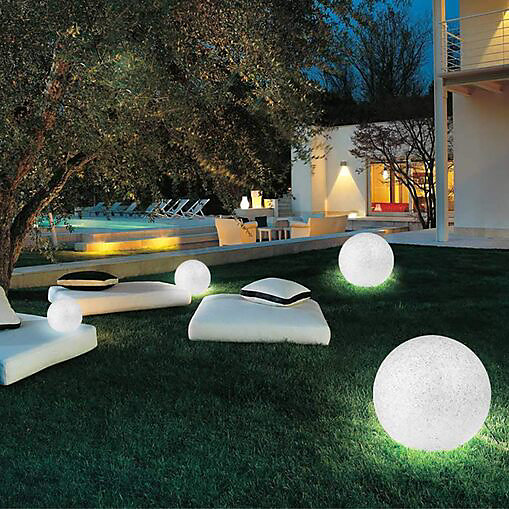 Lampe design boule de jardin diamètre 30 cm lumière éclairage extérieur au sol ou table culot