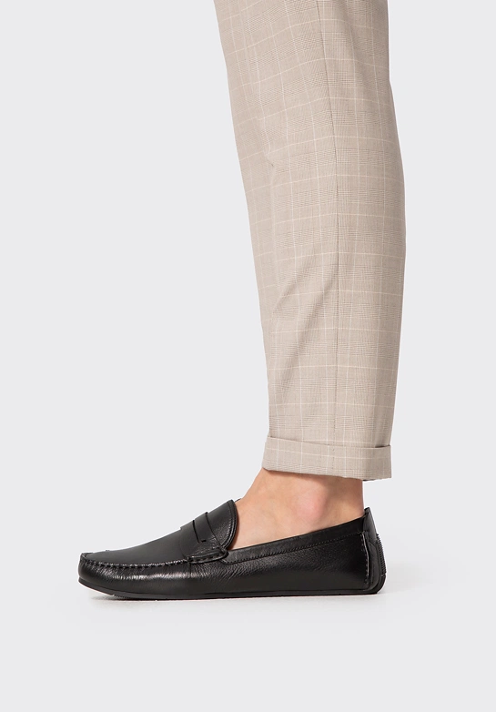 Męskie półbuty slip-on ze skóry naturalnej czarne