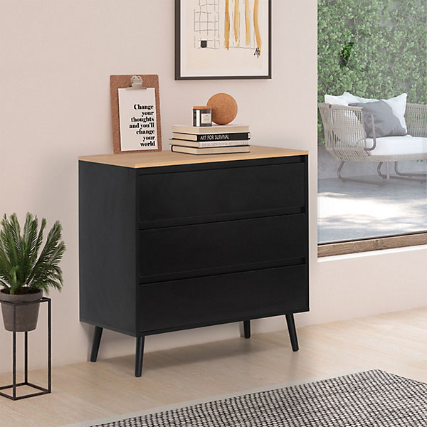 Commode Desi 3 tiroirs couleur Noir