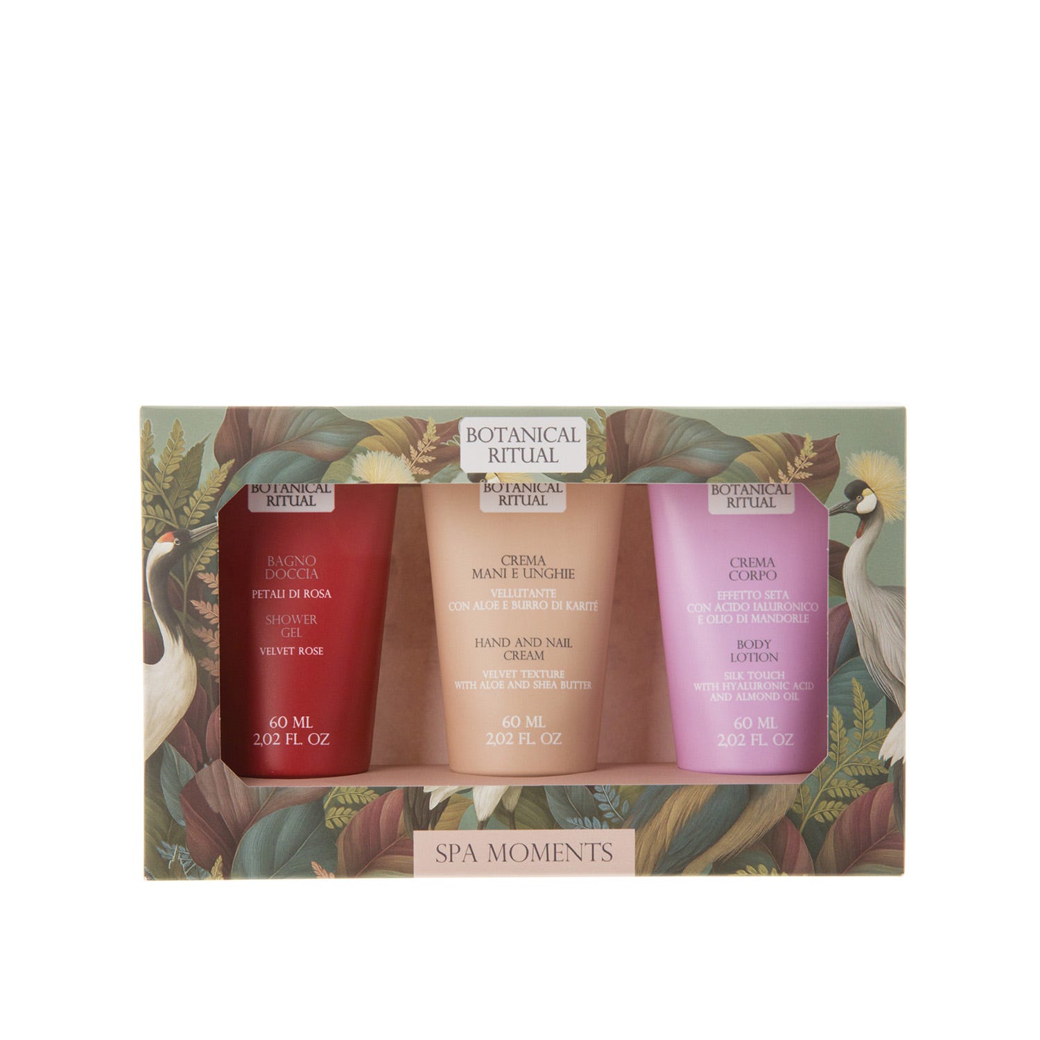 Set 3 creme cofanetto regalo pavone Botanical Ritual