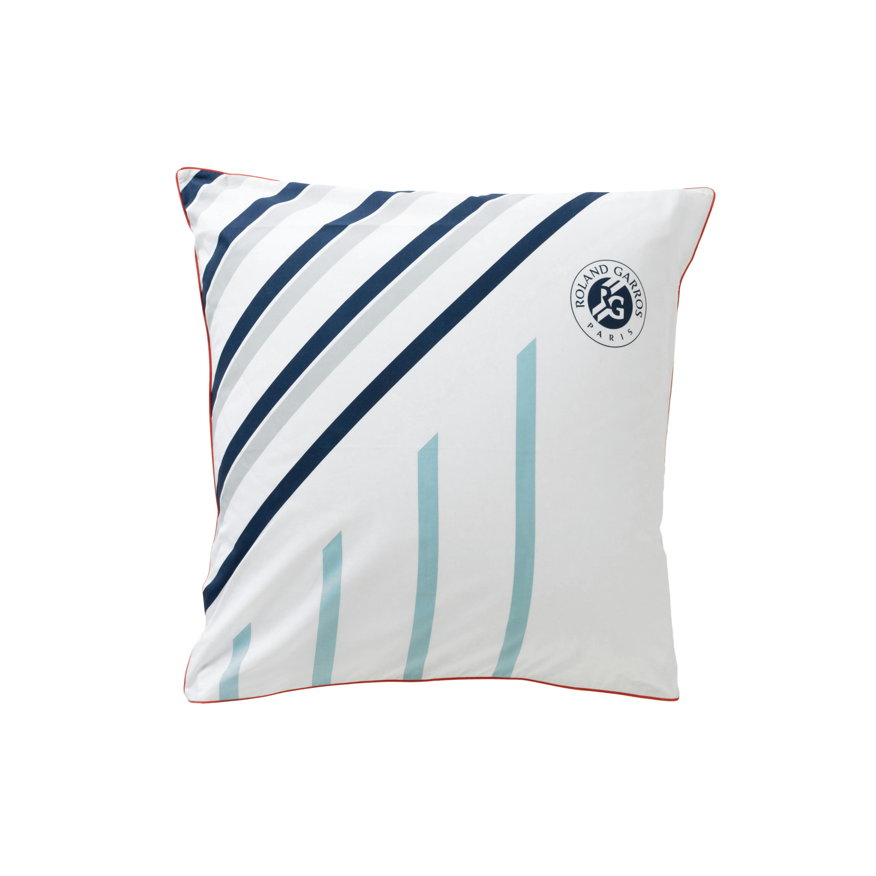 RG2023 - Taie d'oreiller carré percale de coton imprimé bleu 64 x 64 cm