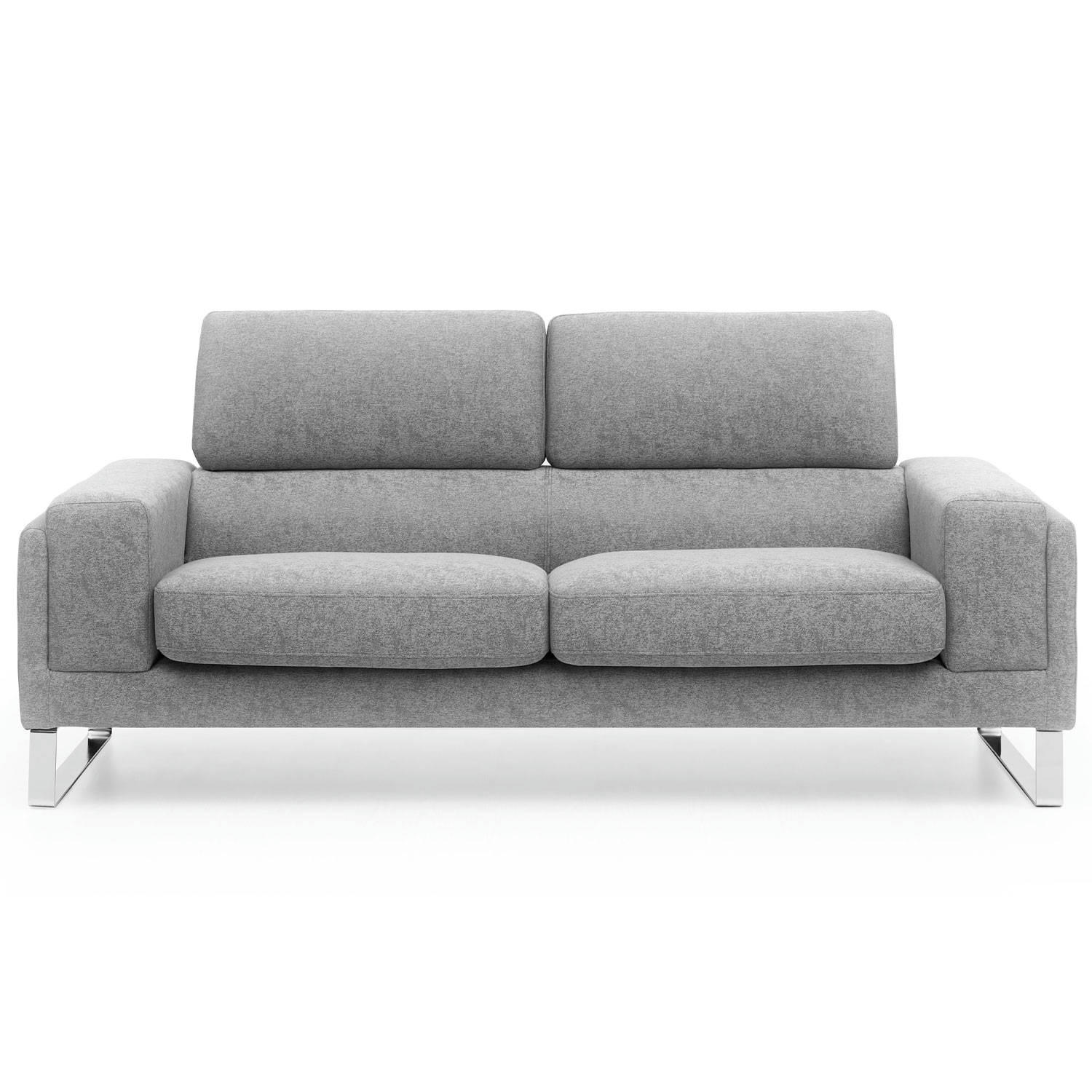 BARTH - Canapé moderne 3 places tissu gris argent