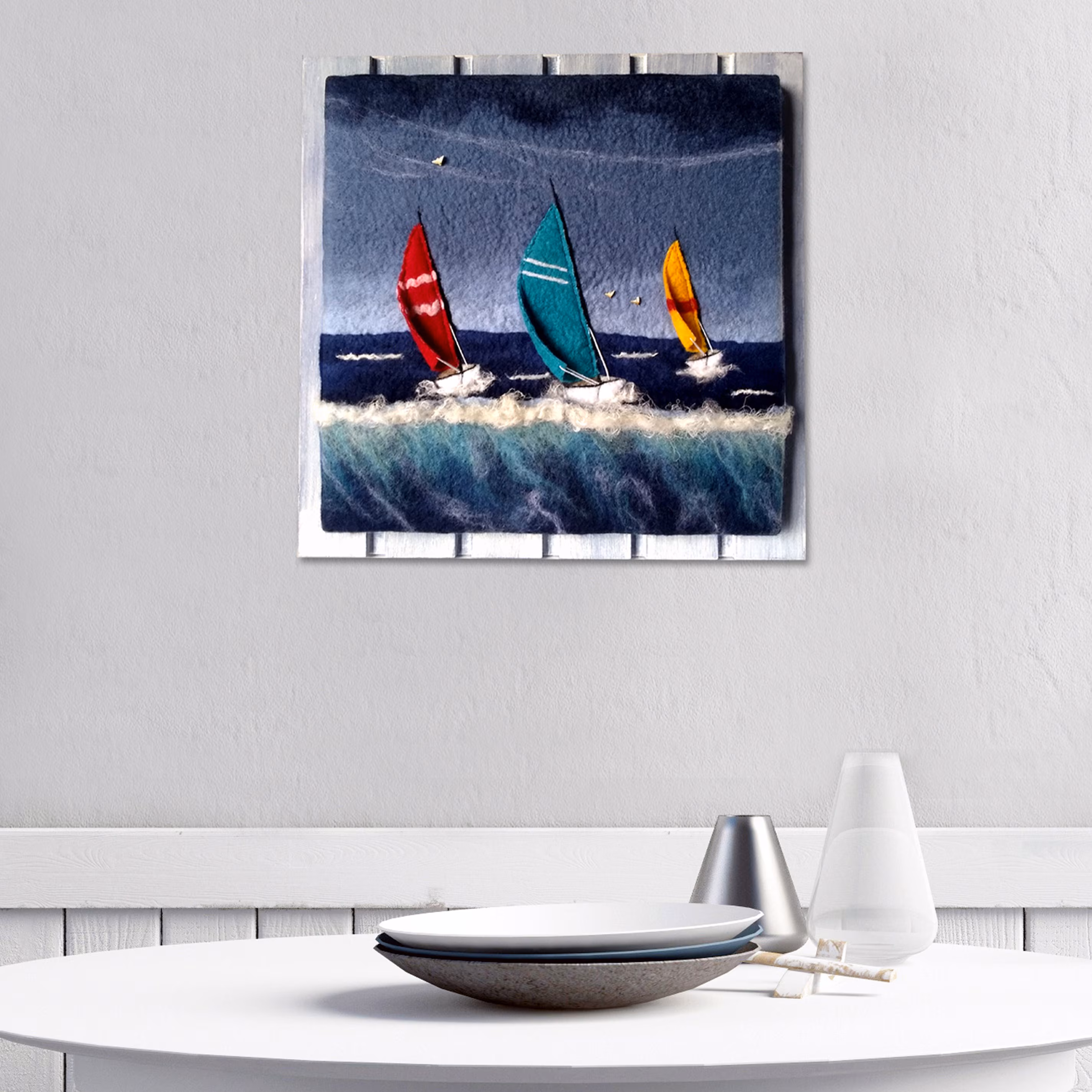 Felted Wool Maritime Wall Art, Ocean-Inspired Textile Wall Art, Sea Lovers Home Decor, Nautical Wool Wall Art, Wall Hanging, New Home Gift