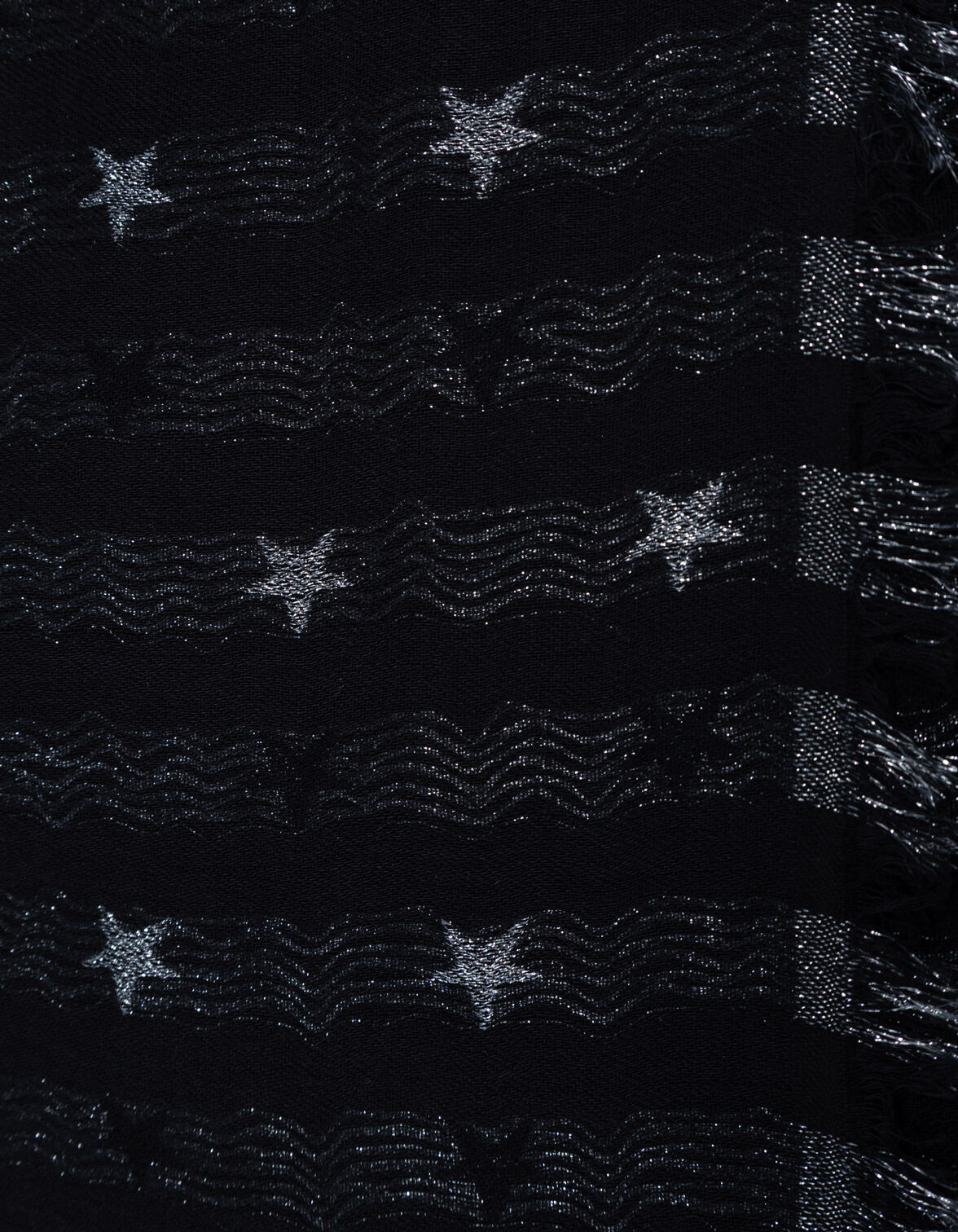 Foulard noir jacquard étoiles argentées Femme