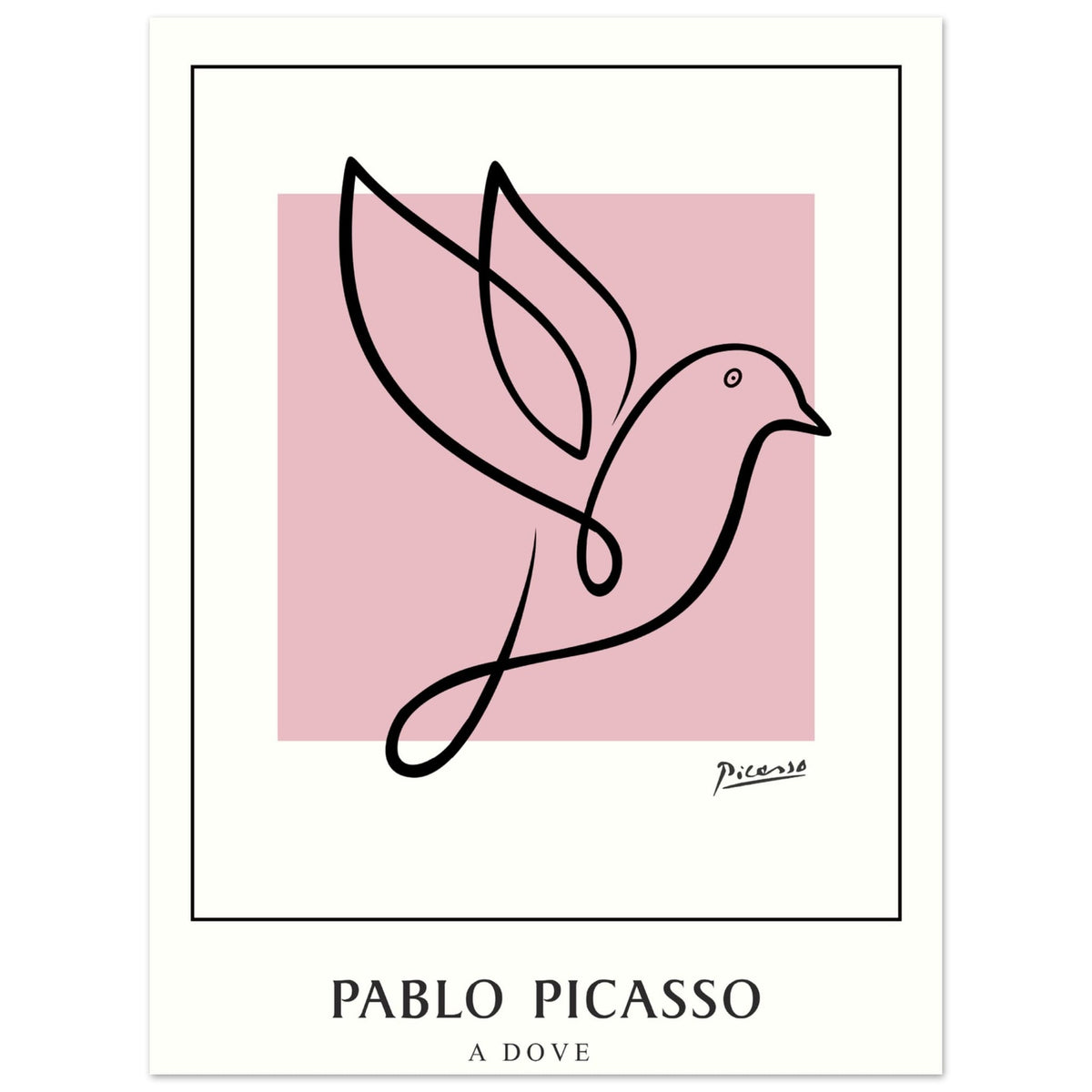 Artfulprints Poster Pablo Picasso - A dove  - 30x40 cm - Roze