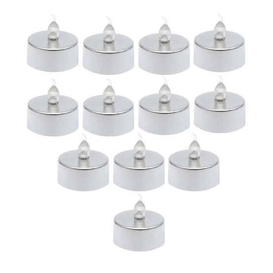 LED Silver Tealights 12 Pack