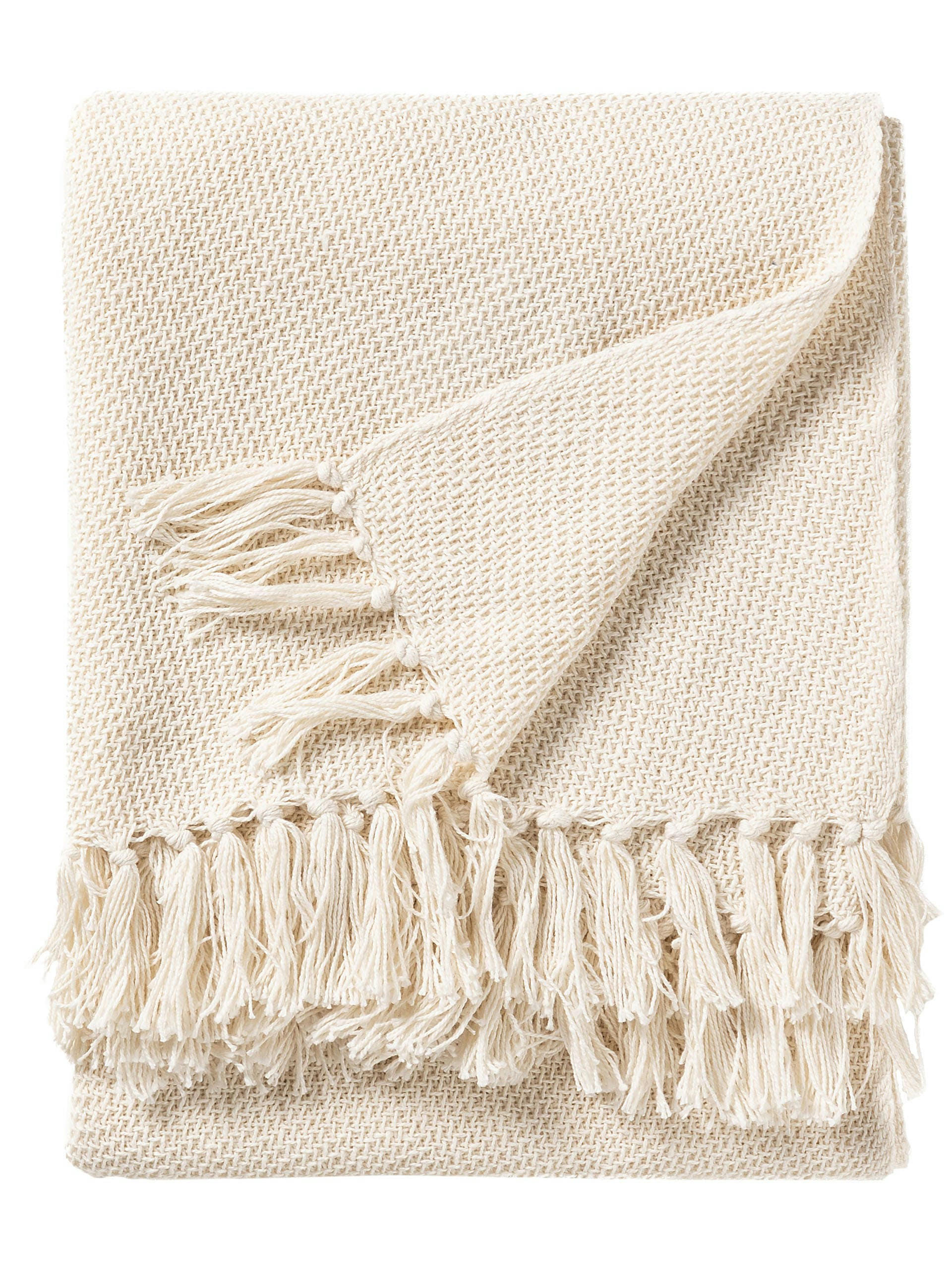 EZRA - Couverture en coton ivory 125x150