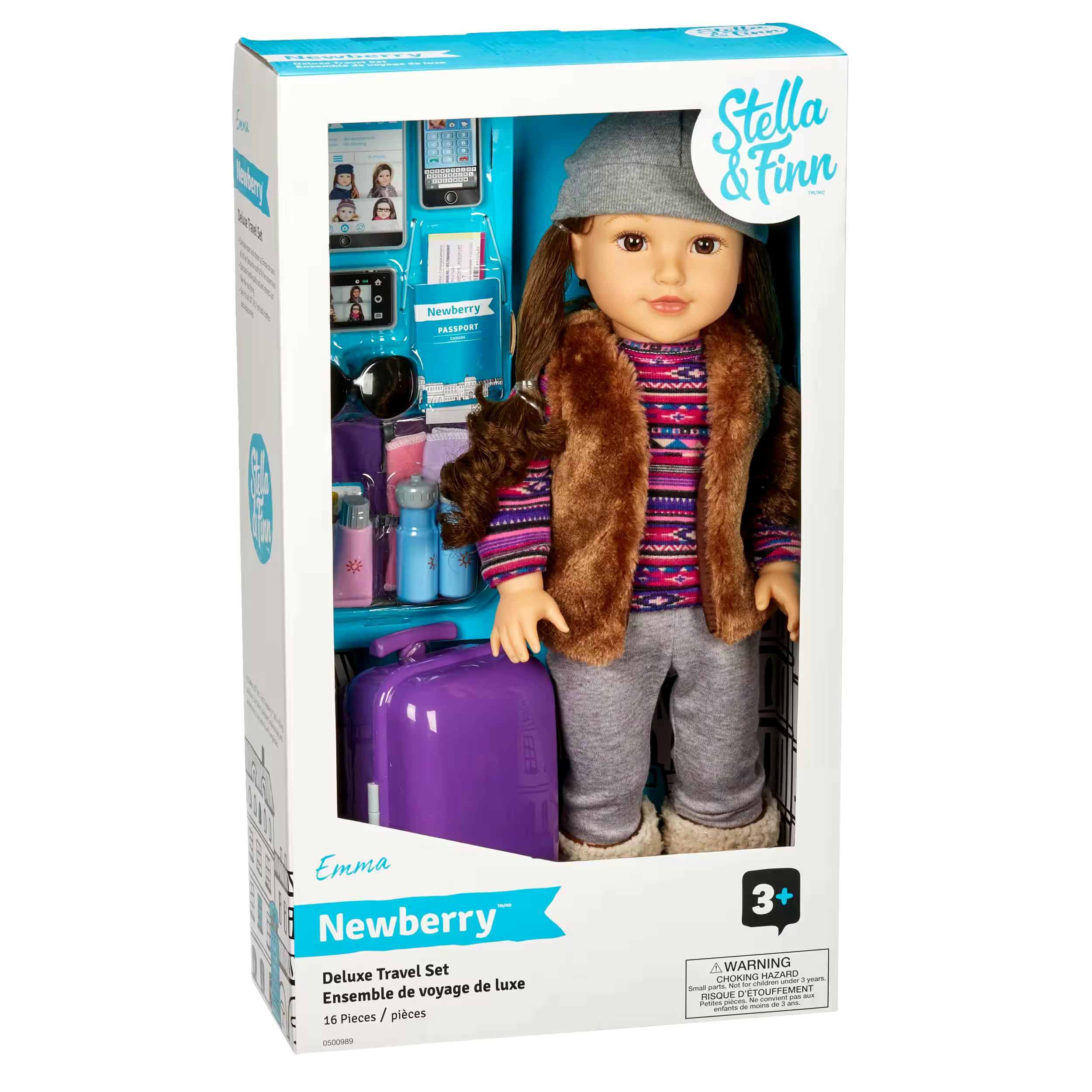 Stella & Finn Newberry Deluxe Travel Set, Emma, Doll Toy For Kids, 18-in, Ages 3+