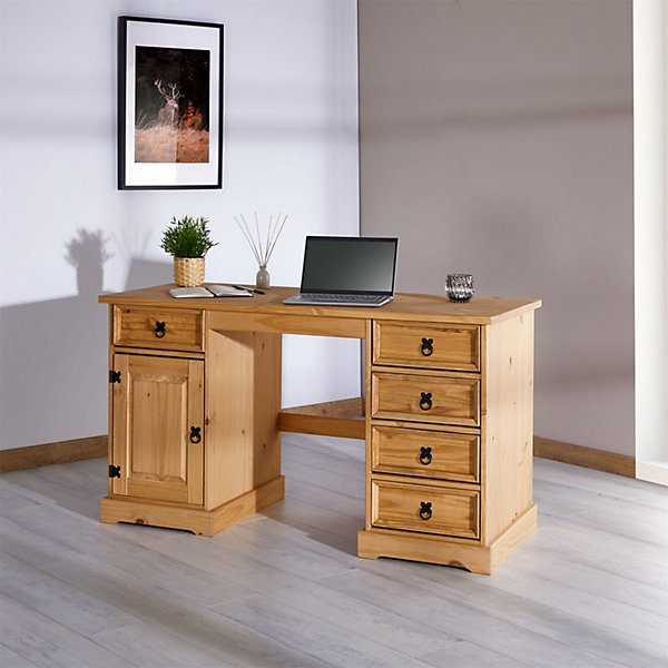 Bureau en pin TEQUILA style mexicain, finition cirée
